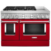 Cuisinière biénergie intelligente KitchenAid, encastrée, rouge passion, à deux fours