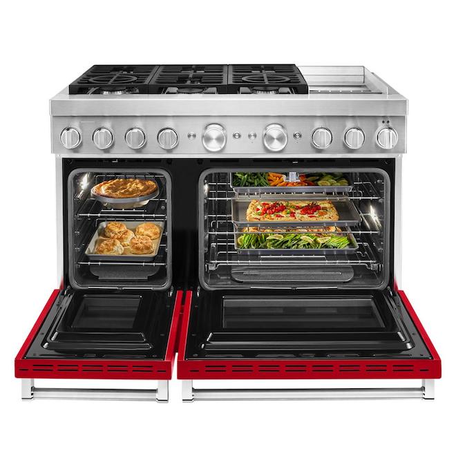 KitchenAid Smart Dual Fuel Range - Deep Recessed - Passion Red - Double Oven