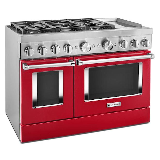 KitchenAid Smart Dual Fuel Range - Deep Recessed - Passion Red - Double Oven