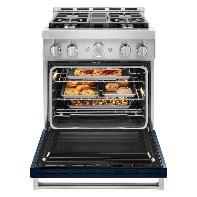 Cuisinière à gaz 4 brûleurs KitchenAid de Whirlpool, encre bleue, à convection, 36 h. x 29,88 l. x 30,25 p.