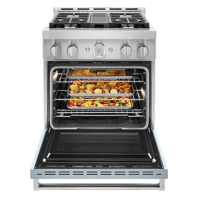 KitchenAid 4-Burner Gas Range - Freestanding - Sky-Blue - Smart Compatible - 37 1/2-in H x 29 7/8-in W x 30 1/4-in D