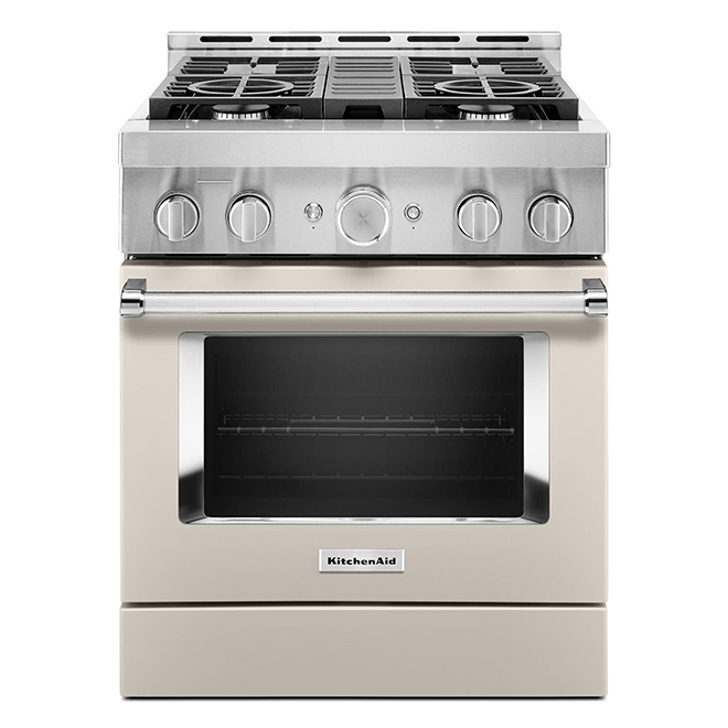 Cuisinière à gaz KitchenAid, 30 po, 4 brûleurs, lait frappé, autonettoyante, autoportante