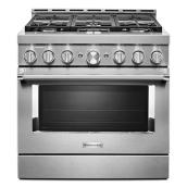 KitchenAid Stainless Steel Gas Range - App Compatible - 6 Burner - Single Oven - Freestanding