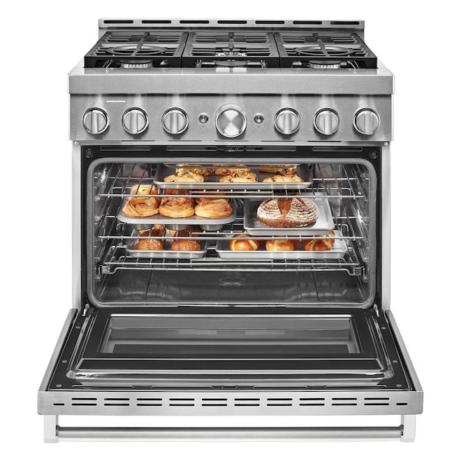 KitchenAid Stainless Steel Gas Range - App Compatible - 6 Burner - Single Oven - Freestanding