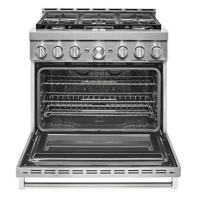 KitchenAid Stainless Steel Gas Range - App Compatible - 6 Burner - Single Oven - Freestanding