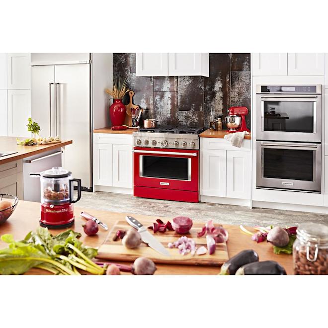 Cuisinière mixte KitchenAid, 36 po l., 6 brûleurs, rouge passion