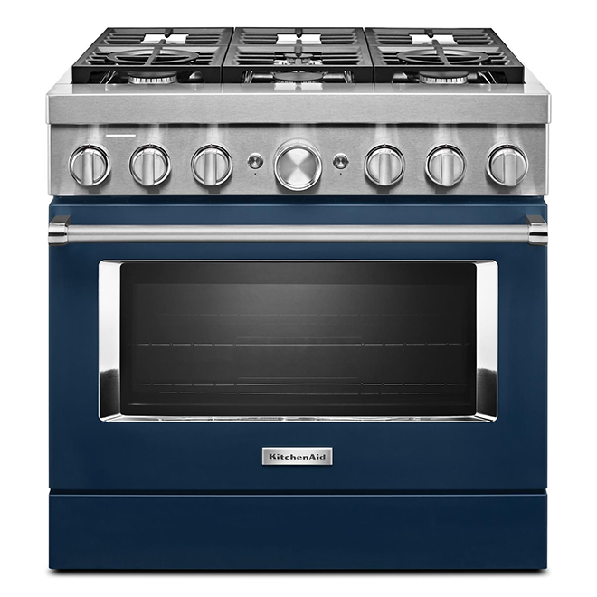 KitchenAid Smart Dual Fuel Range - Deep Recessed - Ink Blue - 6 Burners