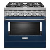 Cuisinière biénergie intelligente KitchenAid, encastrée, encre bleue, 6 brûleurs