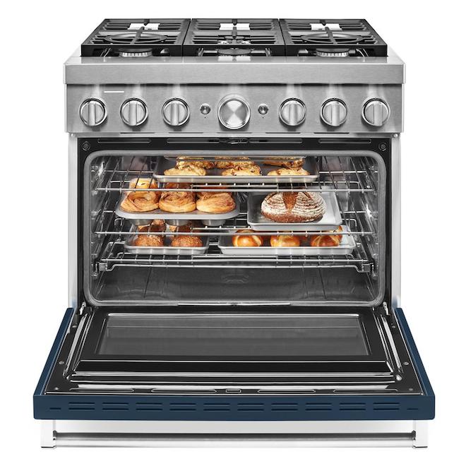 KitchenAid Smart Dual Fuel Range - Deep Recessed - Ink Blue - 6 Burners