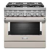 Cuisinière biénergie KitchenAid, 6 brûleurs, bleu brumeux, 36 po l., autoportante