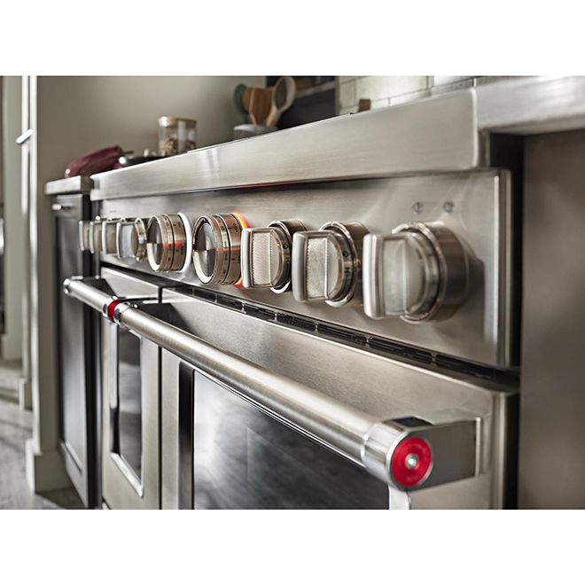 KitchenAid Gas Range - 6 Burners - 2 Ovens - 48-in - 6.3 cu. ft. - Stainless Steel Flame-Sensing