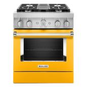 Cuisinière mixte KitchenAid, 30 po l., four simple, 4 brûleurs, poivron jaune