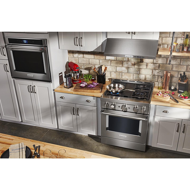 KitchenAid Dual Fuel Range 4 Burners 30 In W Stainless Steel   30006472b L 