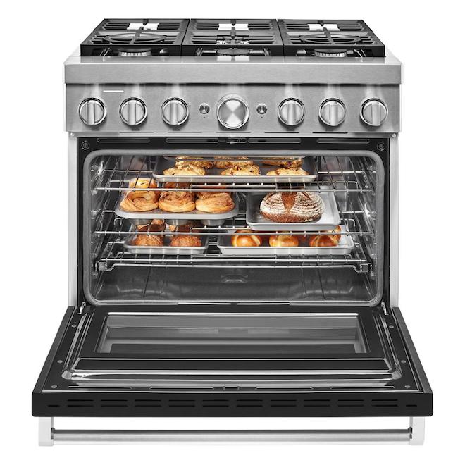 KitchenAid Dual Fuel Range - 6 Burners - Imperial Black - 36-in W - Freestanding