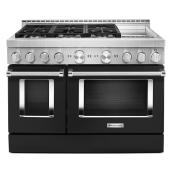 KitchenAid Double Gas Oven - 6 Burner - Voice Controlled - Black - 37 1/2-in H x 47 7/8-in W x 30 1/4-in D