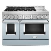 Cuisinière à gaz 6 brûleurs KitchenAid, biénergie, commande vocale, intelligente, porte verrouillable, four à gaz