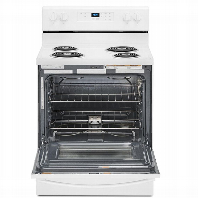 Cuisinière électrique autoportante Whirlpool, blanche, fonction garde-au-chaud, 4 éléments tubulaires