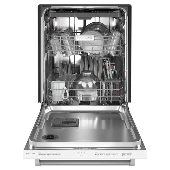 KitchenAid 39-Decibel Built-In Dishwasher with Hidden Controls - 24-in - White