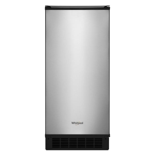 Machine à glaçons Whirlpool à porte réversible et fini anti-trace, 25 lb, 15 po, inox