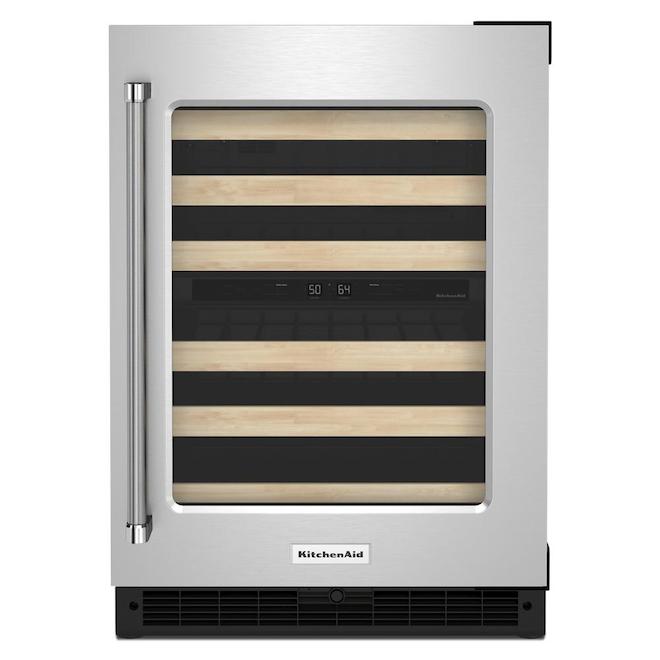 KitchenAid 4.97-cu ft 46-Bottle Capacity Stainless Steel Undercounter Wine Cellar