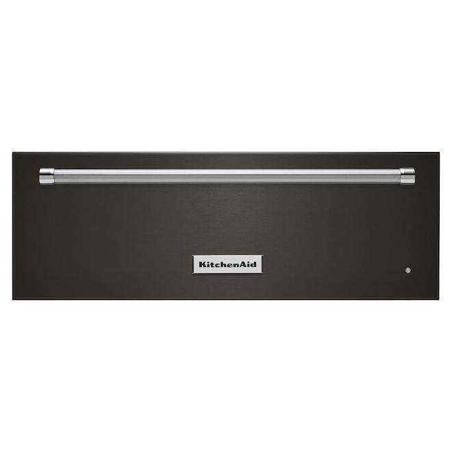 Tiroir réchaud encastrable en acier inoxydable noir antitache KitchenAid, 30 po