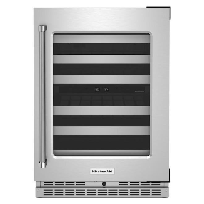 Kitchenaid Undercounter Wine Cellar - 4.97 CFT Right Handle Stainless Steel