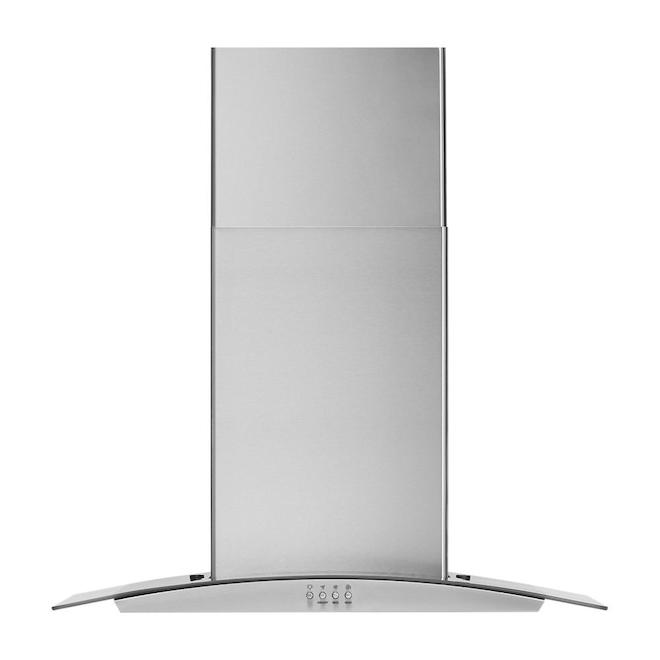 Whirlpool Curved Glass and Stainless Steel Wall-Mounted Range Hood - 30-in - 400 CFM