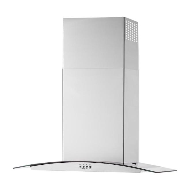 Whirlpool Curved Glass and Stainless Steel Wall-Mounted Range Hood - 30-in - 400 CFM