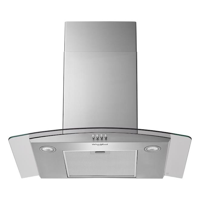 Whirlpool Curved Glass and Stainless Steel Wall-Mounted Range Hood - 30-in - 400 CFM