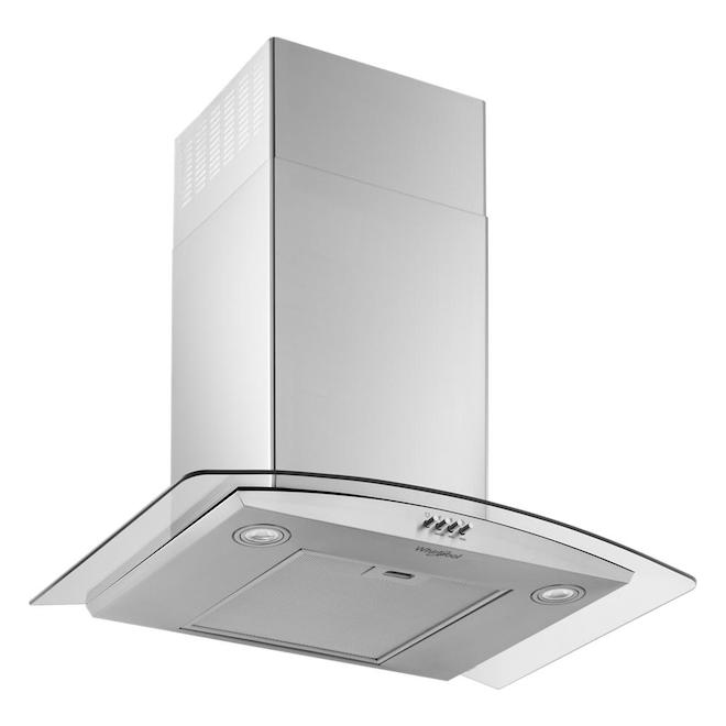 Whirlpool Curved Glass and Stainless Steel Wall-Mounted Range Hood - 30-in - 400 CFM