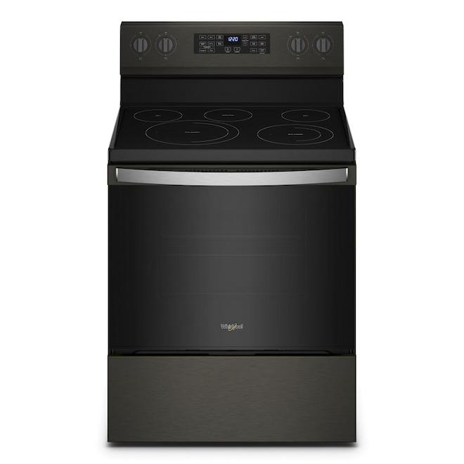 Whirlpool 5 Elements 5.3-cu ft Self-Cleaning Freestanding Electric Range (Black Stainless) (30-in)