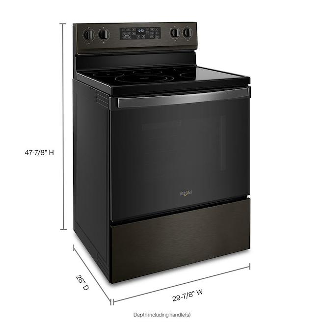 Whirlpool 5 Elements 5.3-cu ft Self-Cleaning Freestanding Electric Range (Black Stainless) (30-in)