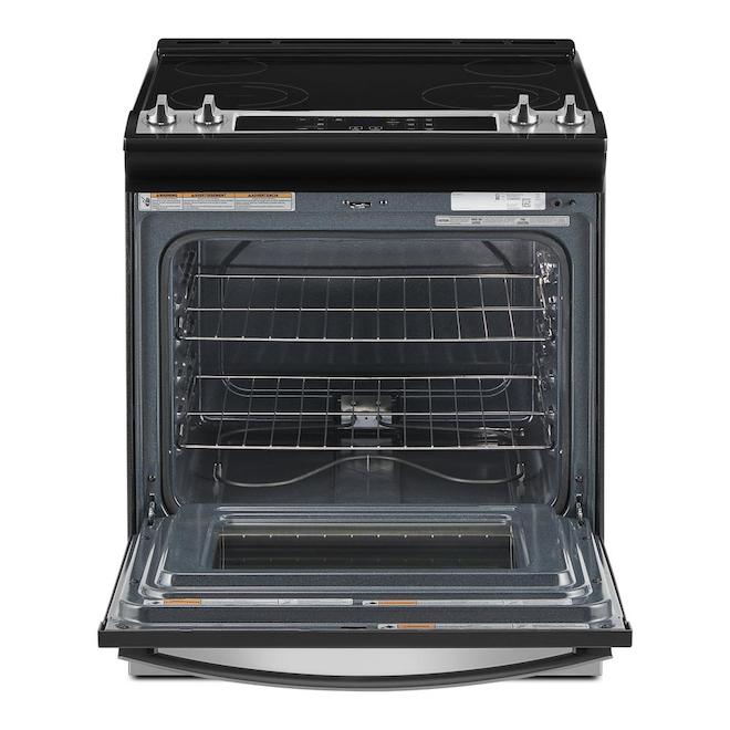 Cuisinière électrique autoportante à 4 élements Whirlpool, surface lisse, autonettoyant (inox) (30 po)