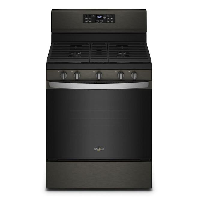 Cuisinière à gaz autoportante 5-en-1 de 5,0 pi³ Whirlpool, acier inoxydable noir, 30 po