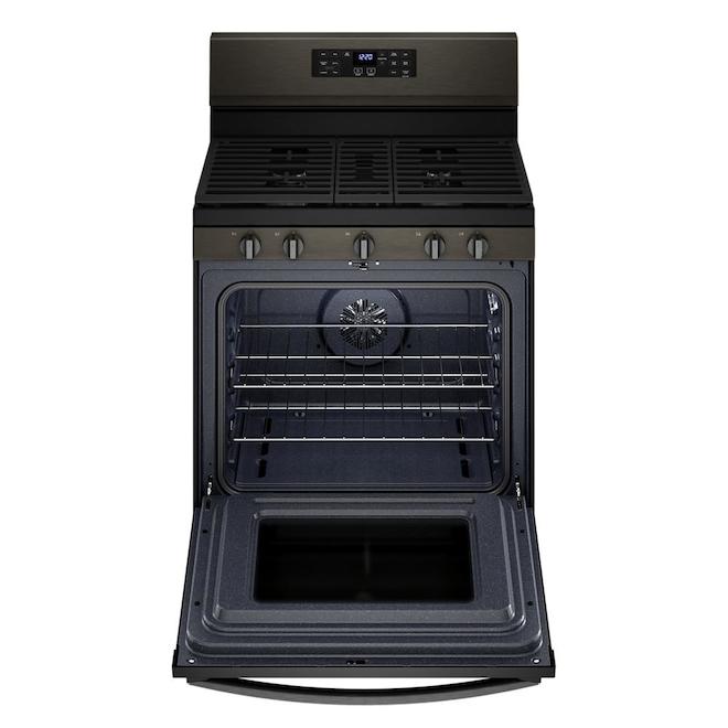 Cuisinière à gaz autoportante 5-en-1 de 5,0 pi³ Whirlpool, acier inoxydable noir, 30 po