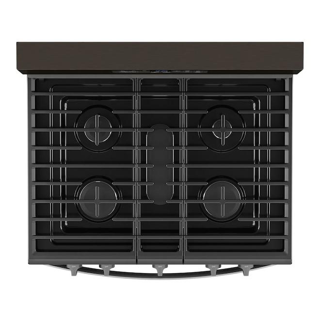 Cuisinière à gaz autoportante 5-en-1 de 5,0 pi³ Whirlpool, acier inoxydable noir, 30 po