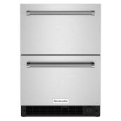 KitchenAid Stainless Steel 4.2-cu ft Undercounter Slide-In Double Drawer Refrigerator-Freezer