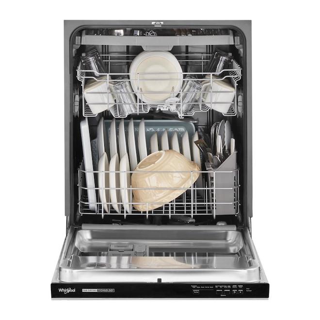 Whirlpool 24-In Built-in Dishwasher Pocket Handle 3rd Rack 55 dB Smudge-Free Stainless Steel