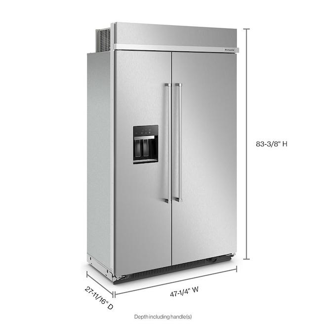 KitchenAid 29.4 CFT BuiltIn SidebySide Refrigerator IceMaker (FingerprintResistant