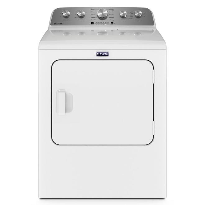 Sécheuse électrique avec porte battante et cycles améliorés à vapeur Maytag, 7 pi³, blanche