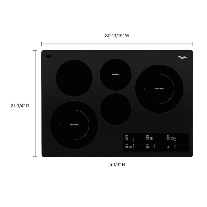 Whirlpool 30in 5 Elements Black Smooth Surface Electric Cooktop
