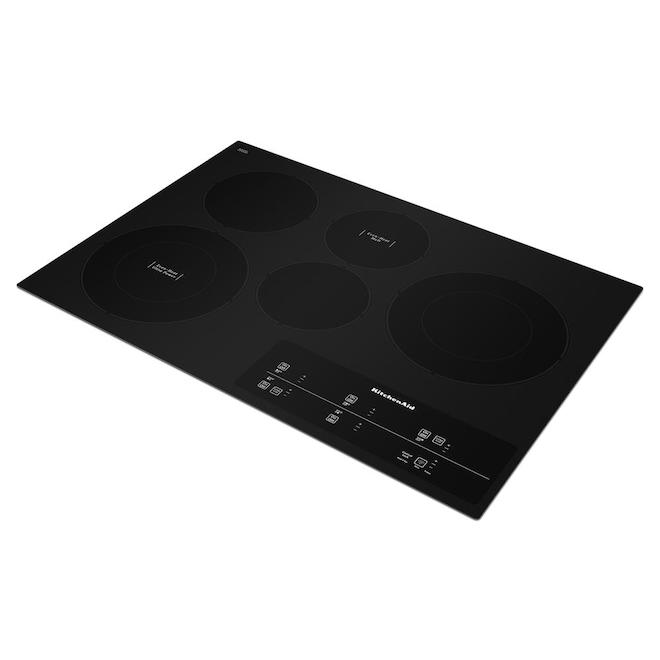 KitchenAid 30in 5 Elements Black Smooth Surface Electric Cooktop