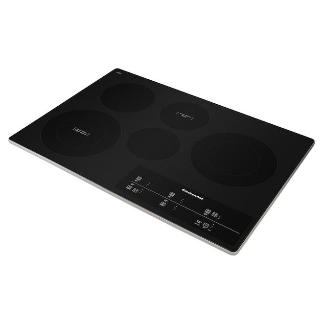 KitchenAid 30-in - 5 Elements - Stainless Steel Smooth Surface Touch-Activated Controls Electric Cooktop (Actual: 30-in)