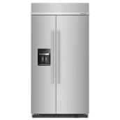 KitchenAid 25.1-Cu. Ft. 42-In Stainless Built-In Steel Side-by-Side Refrigerator - Ice and Water Dispenser