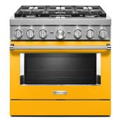 KitchenAid 36-in Commercial-Style Gas Range with 6 Burners, 5.1 cu.ft. (Yellow)