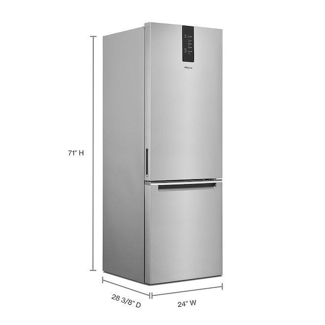 Whirlpool 24-in Stainless Steel Bottom Freezer Refrigerator - 12.7-cu ft - Digital Controls