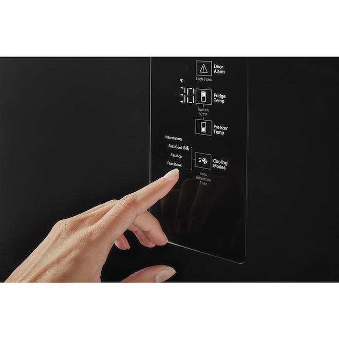 Réfrigérateur à congélateur inférieur 24 po Whirlpool, noir, 12,9 pi³, commandes numériques