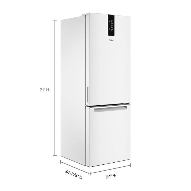 Whirlpool White 24-in Bottom Freezer Compact Refrigerator - 12.9-cu ft - Digital Controls