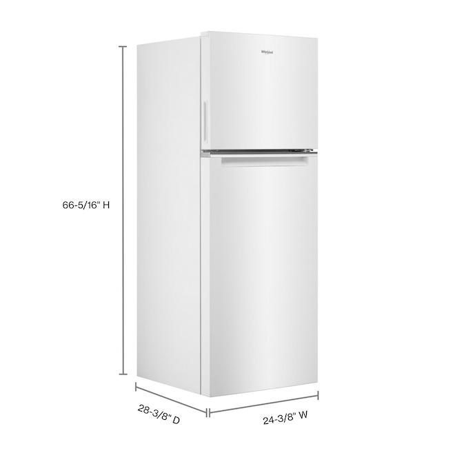 Whirlpool 24in Small Space White TopFreezer Refrigertor 12.9cu ft