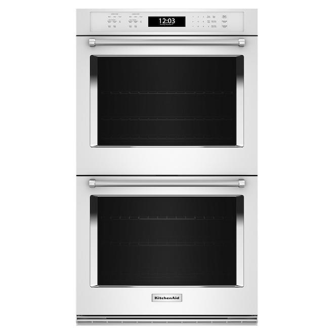 Whirlpool 30-in Self-Cleaning Air Fry Single-Fan Convection 10 ft³ Double Electric Wall Oven - White